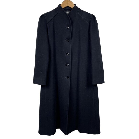 Vintage Elegant Fashions 100% Wool Black Long Peacoat Size Medium - Picture 1 of 6